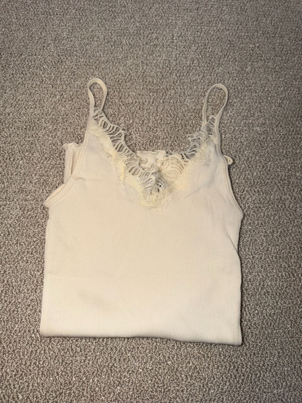 Women's Lace Trim Cream Camisole Tank Top